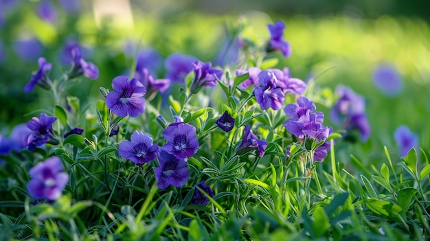 Vibrant Purple Beach Pea Flowers Amidst Lush Green Grass