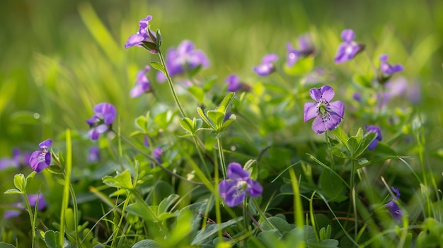 Vibrant Purple Beach Pea Flowers Amidst Lush Green Grass