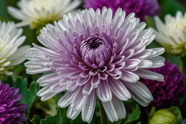 Vibrant Purple Chrysanthemum CloseUp