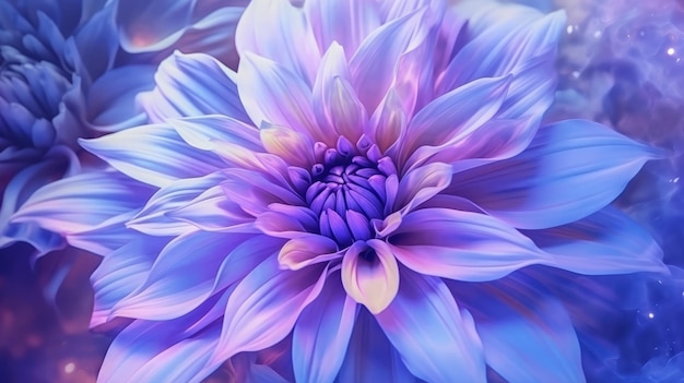 A vibrant purple flower against a soothing blue backdrop Generative ai