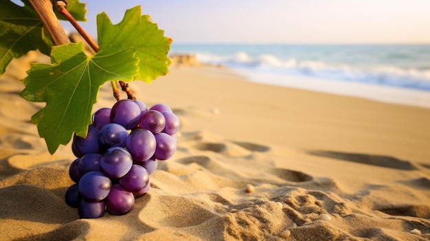 Vibrant Purple Grape On Mediterranean Beach