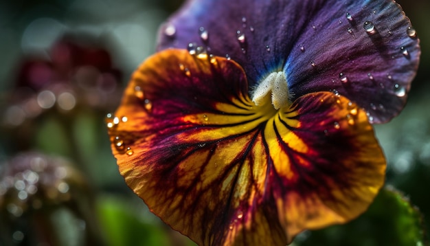 Vibrant purple petal wet with dew drops generated by AI