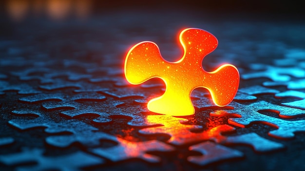 Photo vibrant puzzle piece a glowing symbol of problem solving in action