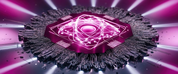 Photo a vibrant quantum computer core radiating light symbolizing unbreakable technology