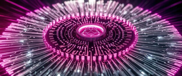 Photo a vibrant quantum computer core radiating light symbolizing unbreakable technology