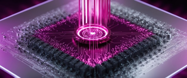 Photo a vibrant quantum computer core radiating light symbolizing unbreakable technology