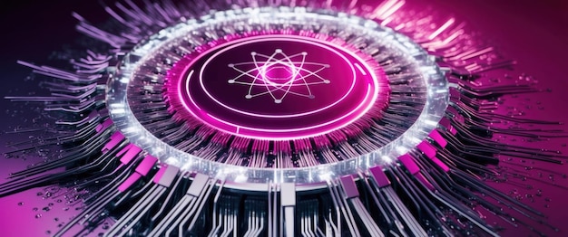 Photo a vibrant quantum computer core radiating light symbolizing unbreakable technology