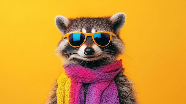 Vibrant Raccoon Dressed in Fashionable Attire on a Posh Runway for Trendy Advertisements