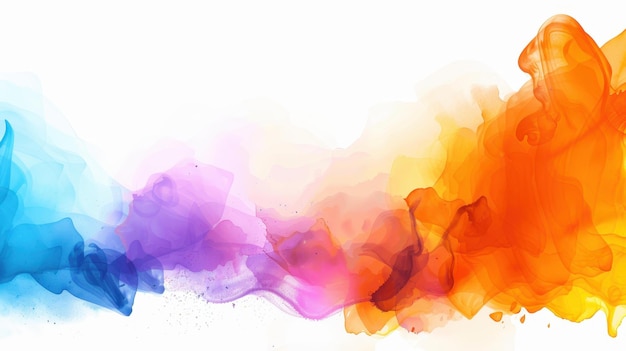 Vibrant rainbow color painting with watercolor splashes on clean isolated background