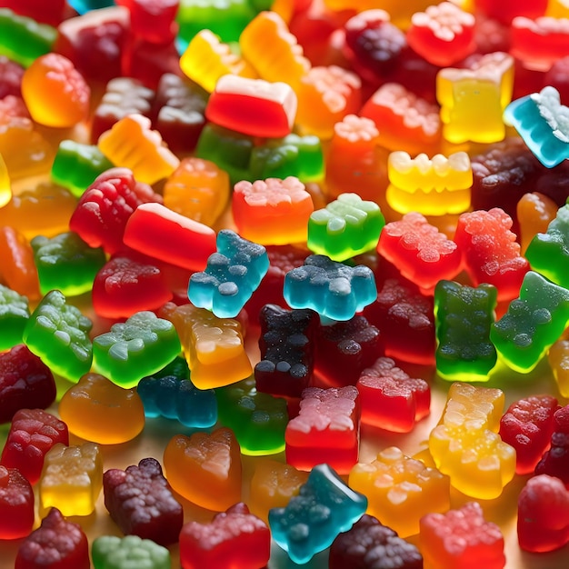 Vibrant Rainbow of Fruity Gummi Bears Delightful Childhood Snack Delight