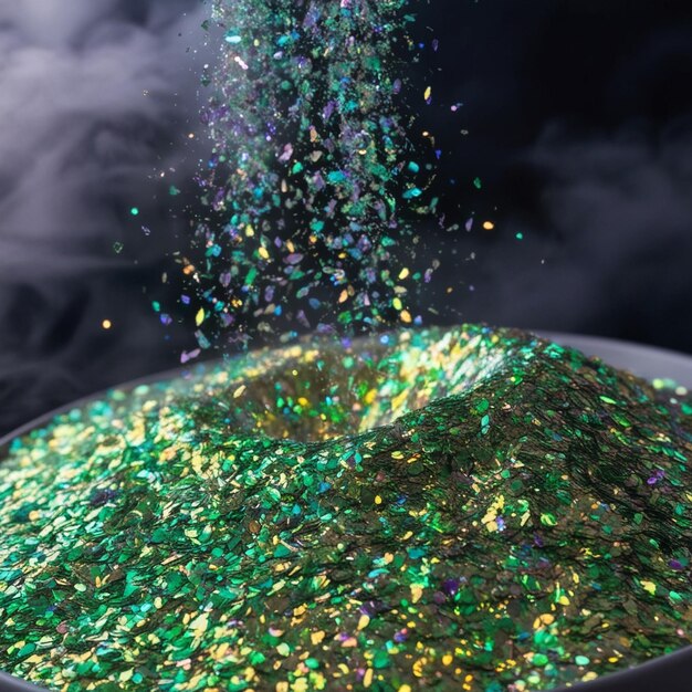 Photo vibrant rainbow glitter particles floating in the air with sparkles