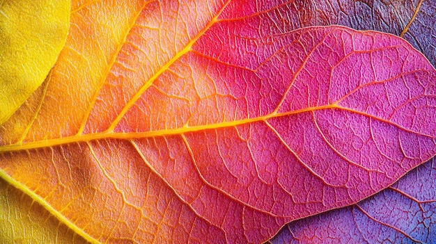 Photo vibrant rainbow leaf closeup texture natural pattern texture