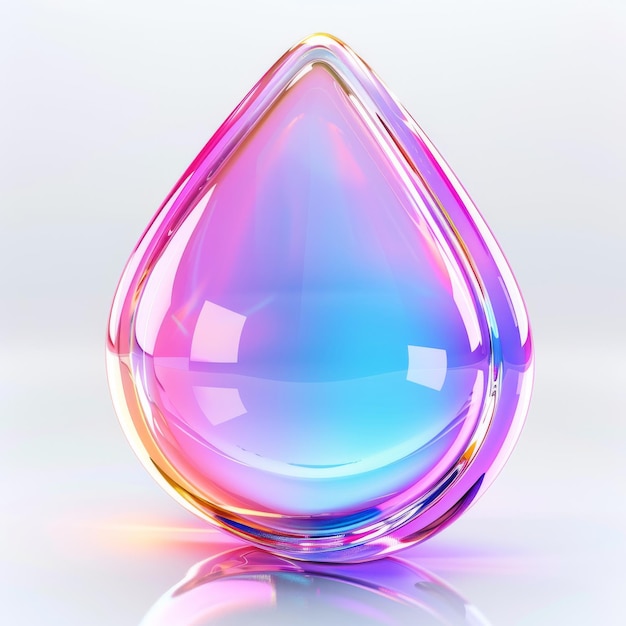 Photo a vibrant rainbowcolored liquid droplet gracefully resting on a clean white background generative ai