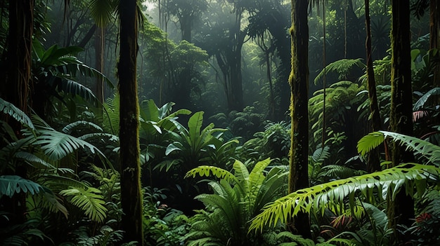 Vibrant Rainforest Canopy Scene