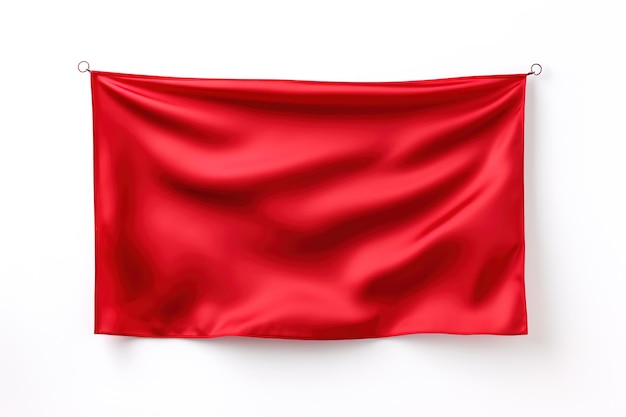 A Vibrant Red Banner Hung Against a Pristine White Background on a Clear PNG or White Background