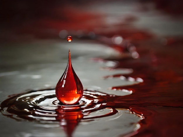 Vibrant red blood drops on the dark background creating a vivid image of lifes essential fluid