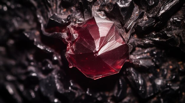 Photo vibrant red crystal formation