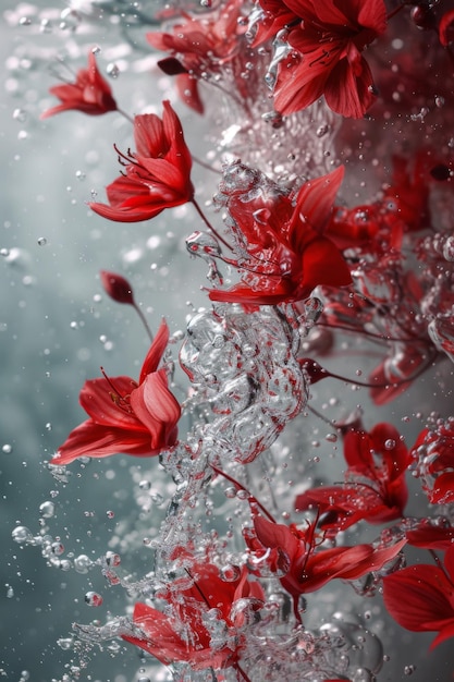 Vibrant Red Flowers Floating in Water