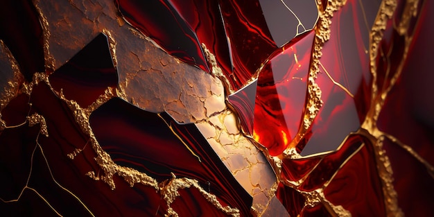 Vibrant Red and Gold Marble Design for a Captivating Wallpaper