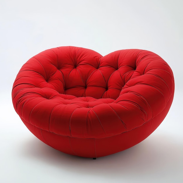 A vibrant red heartshaped chair designed for comfort and style