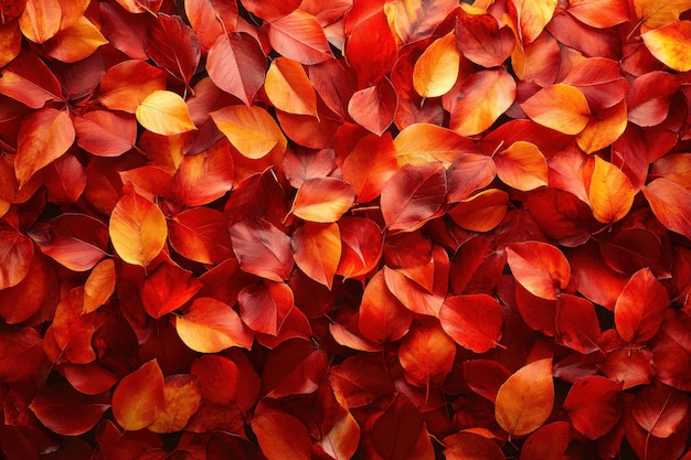 Photo vibrant red and orange autumn leaves covering the ground in a forest during midday in fall