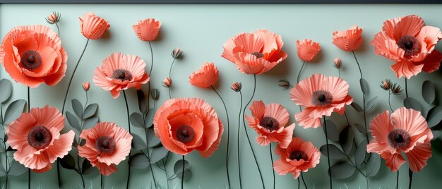 Vibrant Red Poppies Arrangement Decorative Art