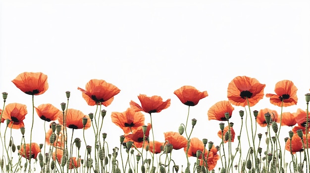 Vibrant Red Poppy Flowers in Meadow during Spring