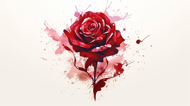 Vibrant Red Rose Illustration Capturing Assertiveness and Passion on a Clean White Background