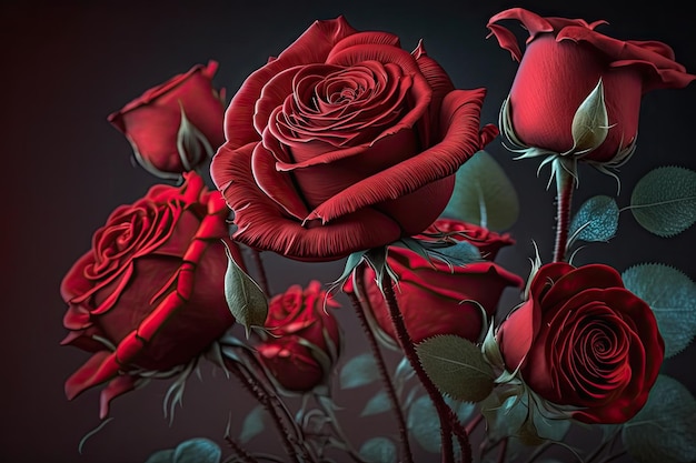 Vibrant Red Roses for Valentine's Day A HyperRealistic Photography Masterpiece