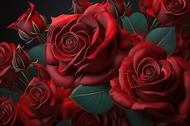 Vibrant Red Roses for Valentine's Day A HyperRealistic Photography Masterpiece