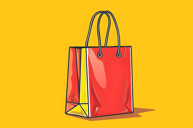 Vibrant Red and Yellow Shopping Bag