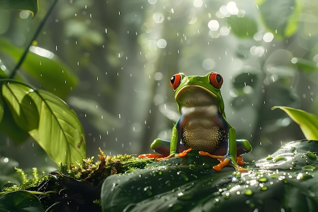 The Vibrant Redeyed Frog of Costa Rica Perched in Lush Rainforest Habitat Concept Costa Rica Wildlife Photography RedEyed Frog Rainforest Biodiversity Vibrant Colors