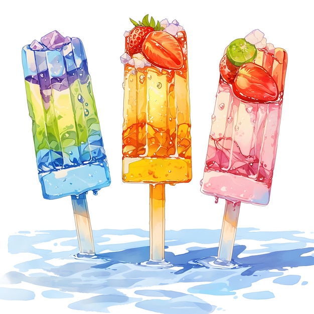 Photo vibrant and refreshing icy popsicle treats for a delightful summer