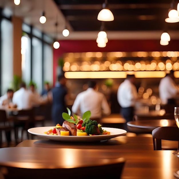 Vibrant Restaurant Scene Blur People Dining Chefs Waiters in Action