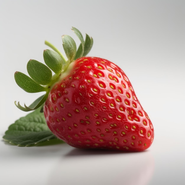 A vibrant ripe strawberry on white background generative AI