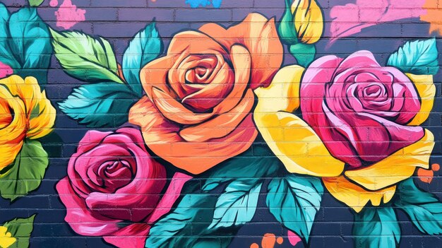 Photo vibrant rose mural