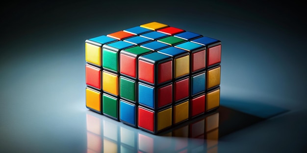 Photo vibrant rubiks cube puzzle illustration for editorial use