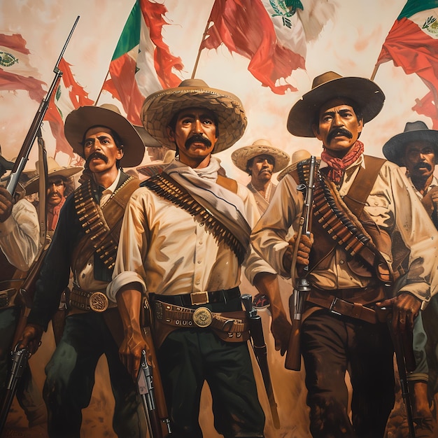 Photo vibrant scenes of the mexican revolution unfolding