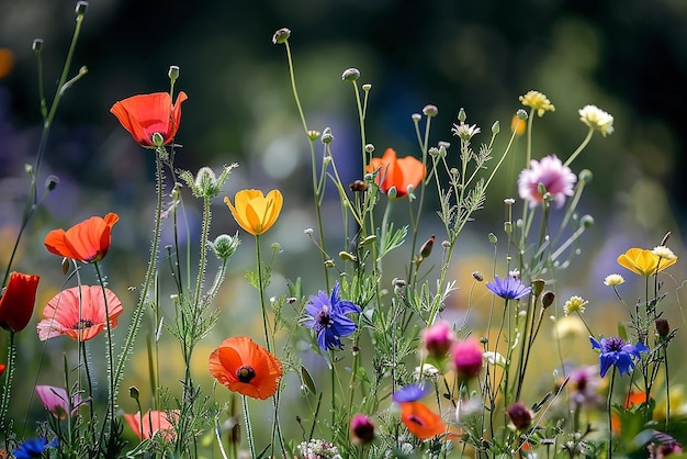 Photo vibrant seasonal floral landscapes in untouched natural beauty