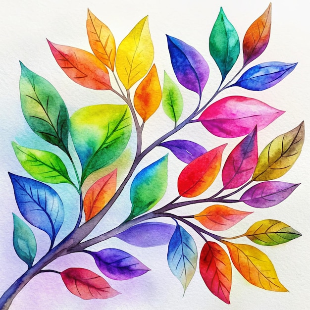 Photo vibrant serenity a symphony of watercolor leaves