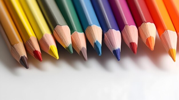 Vibrant Set of Realistic 3D Colored pencils for Back to School with copy space white background