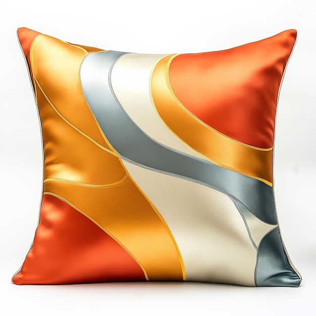 Photo a vibrant silk pillow with a stunning abstract design in warm colors brings life to interiors