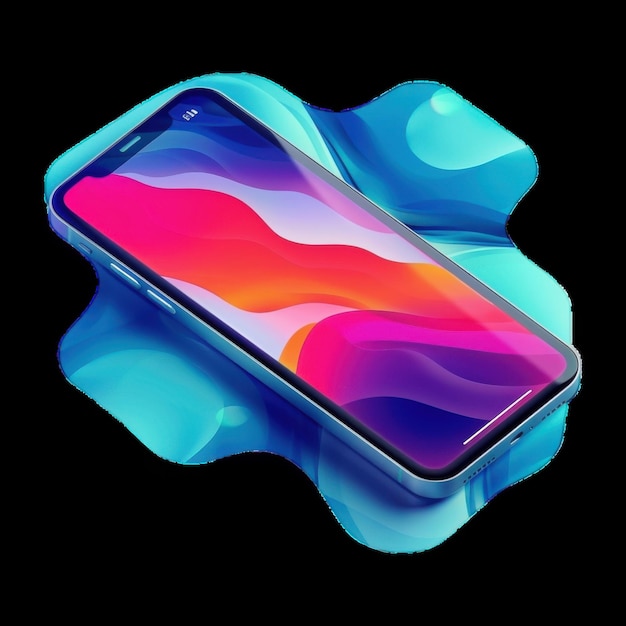 Vibrant smartphone design on colorful abstract background