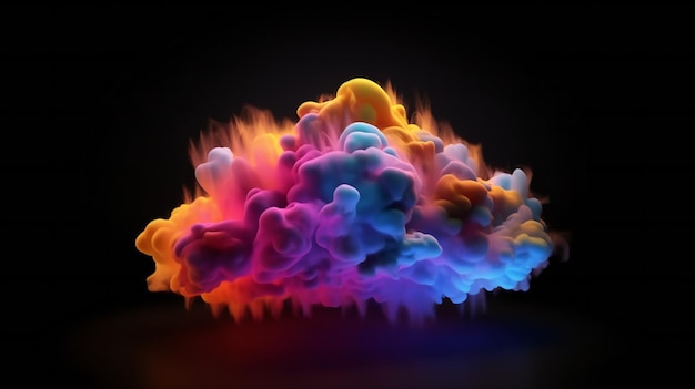 A vibrant smoke cloud against a dark background