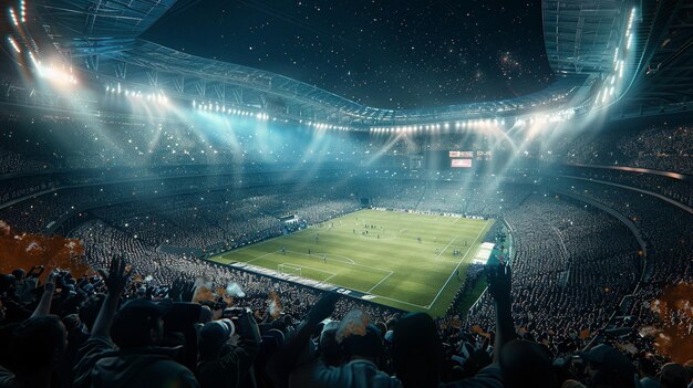 Vibrant Soccer Stadium Crowd Scene Photograph