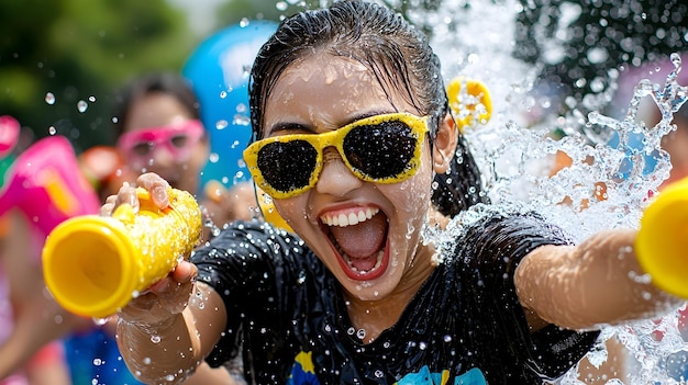 Photo vibrant songkran water festival in thailand