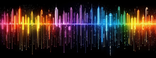 Photo vibrant sound wave on black background