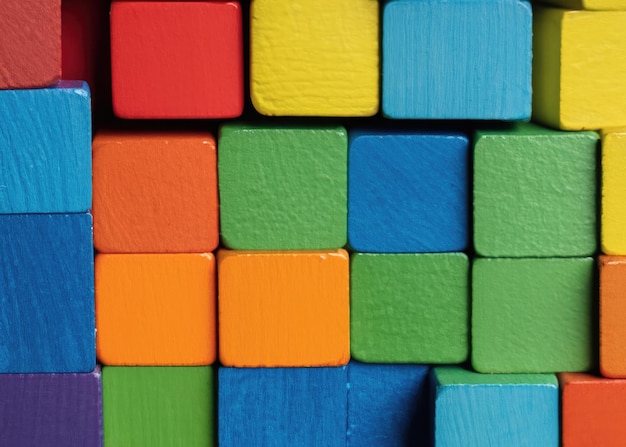 Vibrant Spectrum of Stacked Wooden Blocks A Colorful Toy for Creative Learning and Imaginative Play