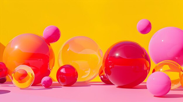 Vibrant Spherical Shapes in Contemporary Minimalist Composition