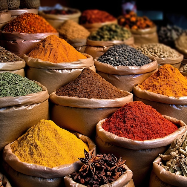 A vibrant spice market